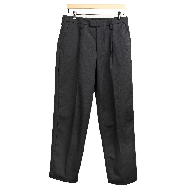 Comfortable Track Pants-Sheffield pleated tapered trousers in midnight Japanese cotton twill