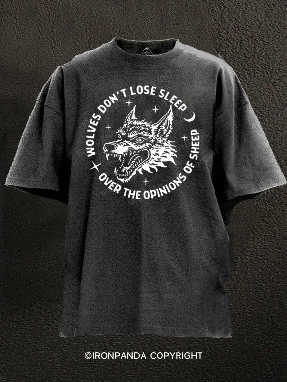 T-shirt With Funny Quotes-Wolves Don't Lose Sleep Over The Opinions Of Sheep Washed Gym Shirt