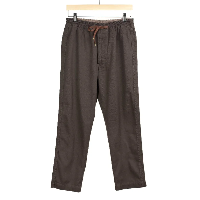 Trendy Cargo Pants-Easy pants in dark brown washed twill