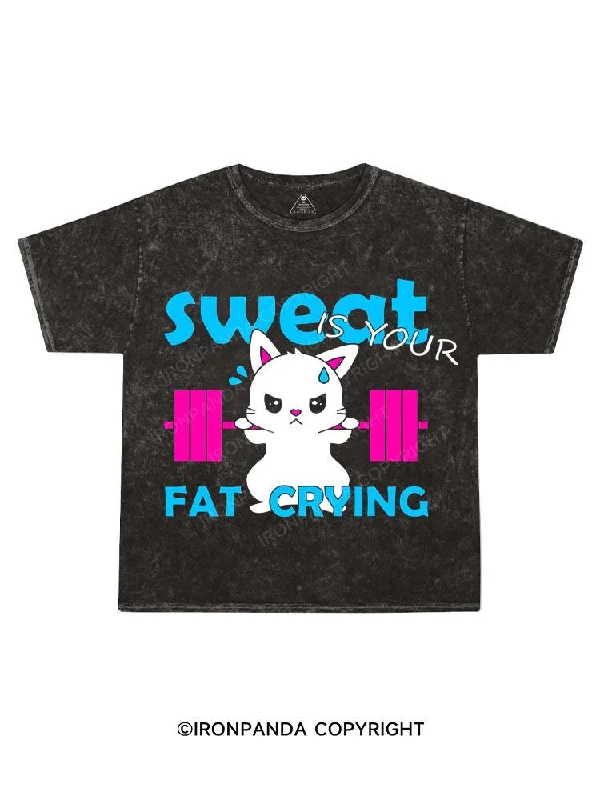 Nature Print T-shirt-Sweat is Your Fat Crying Kids Washed T-Shirt