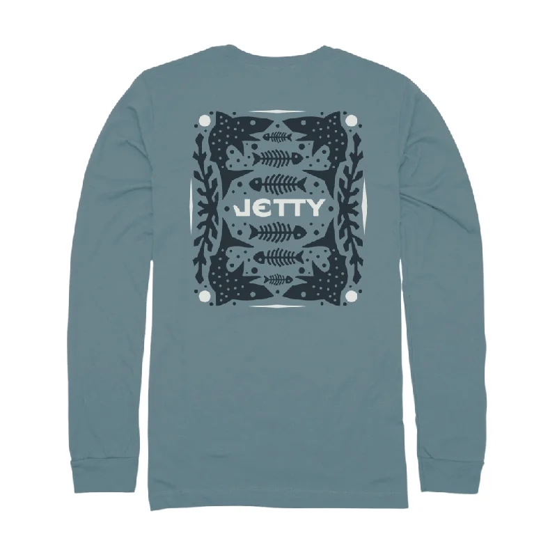 Graphic Print T-shirt-Jetty Chaser Long Sleeve T-Shirt - Blue