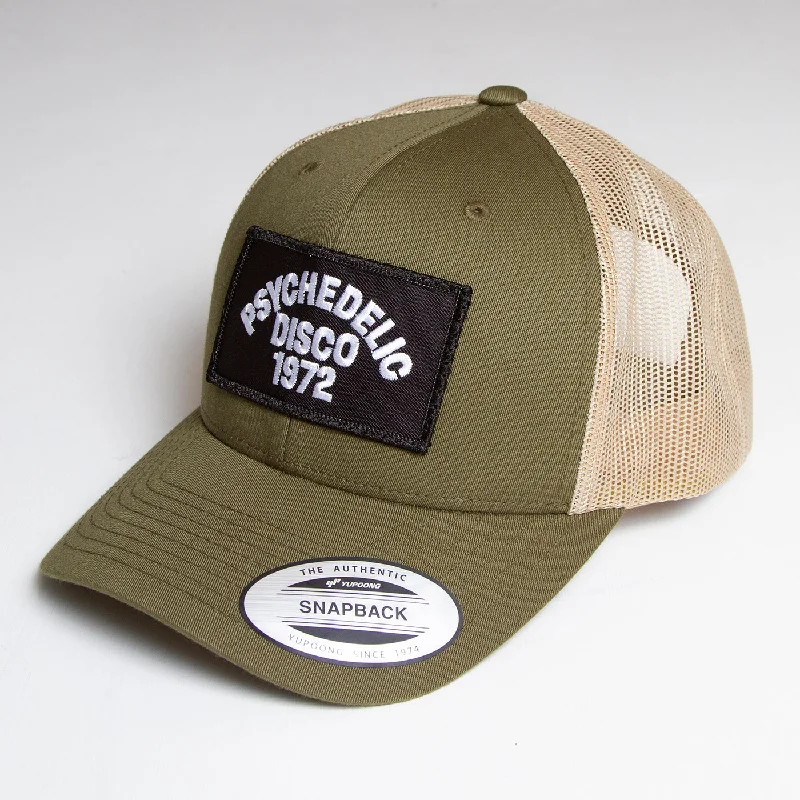 Stylish Snapback Hat-1972 Psychedelic Disco - Trucker Cap - Khaki