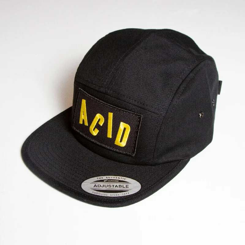 Comfortable Baseball Cap-Acid Letter - 5 Panel Cap - Black