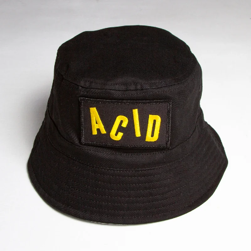 Stylish Aviator Hat-Acid Letter - Bucket Hat - Black