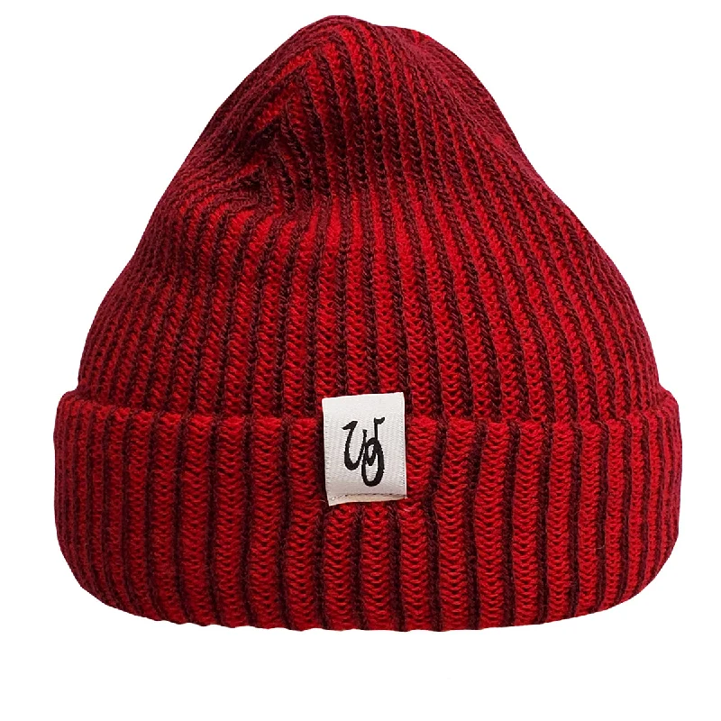 Classic Navy Blue Hat-Logger Beanie // Maroon // White Label