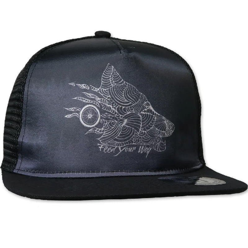 Outdoor Sun Protection Hat-Feed Your Wolf Hat // Monochrome Print