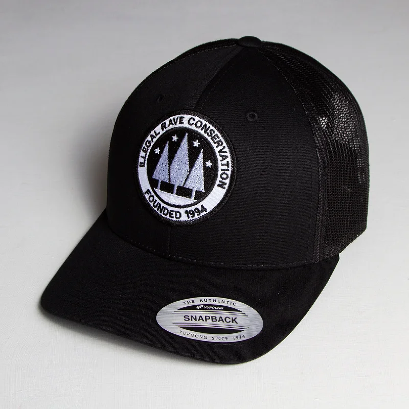 Retro Cap Hat-Illegal Rave - Trucker Cap - Black