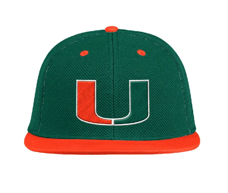 Fun Novelty Hat-Miami Hurricanes adidas On-Field Baseball Hat - Green