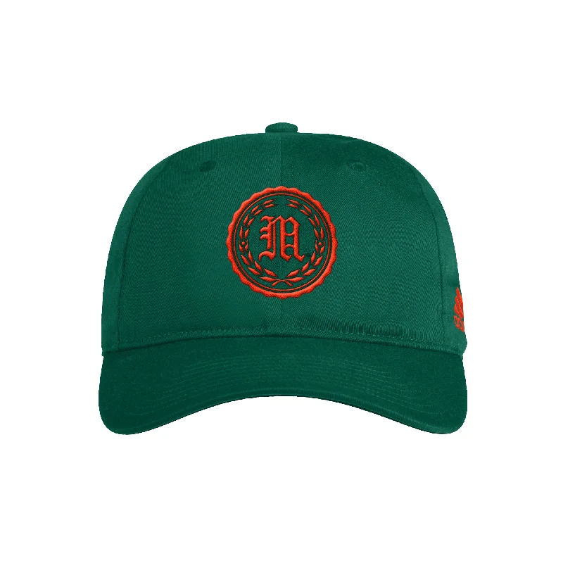 Trendy Mesh-back Hat-Miami Hurricanes adidas Old English M Shield Slouch Adjustable Hat - Green