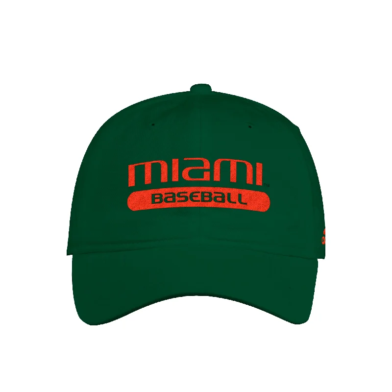 Adjustable Cotton Hat-Miami Hurricanes adidas Miami Baseball Slouch Adjustable Hat - Green