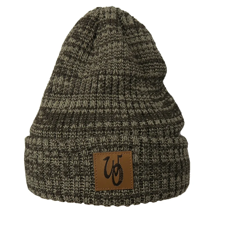 Trendy Knit Hat-Monogram Beanie // Khaki Mix // Fleece Liner