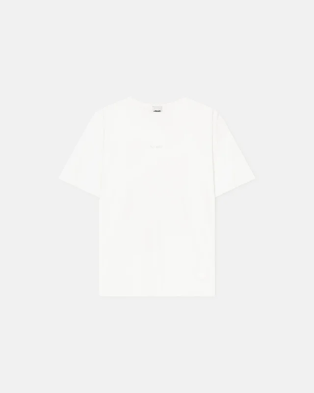 Plain Black T-shirt-Reece - Embroidered Cotton-Jersey T-Shirt  - Off White