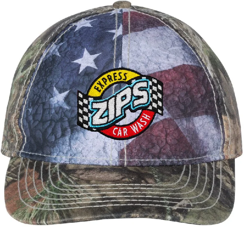 Casual Trucker Hat-Outdoor Cap Camo with Flag Sublimated Front Panels Cap