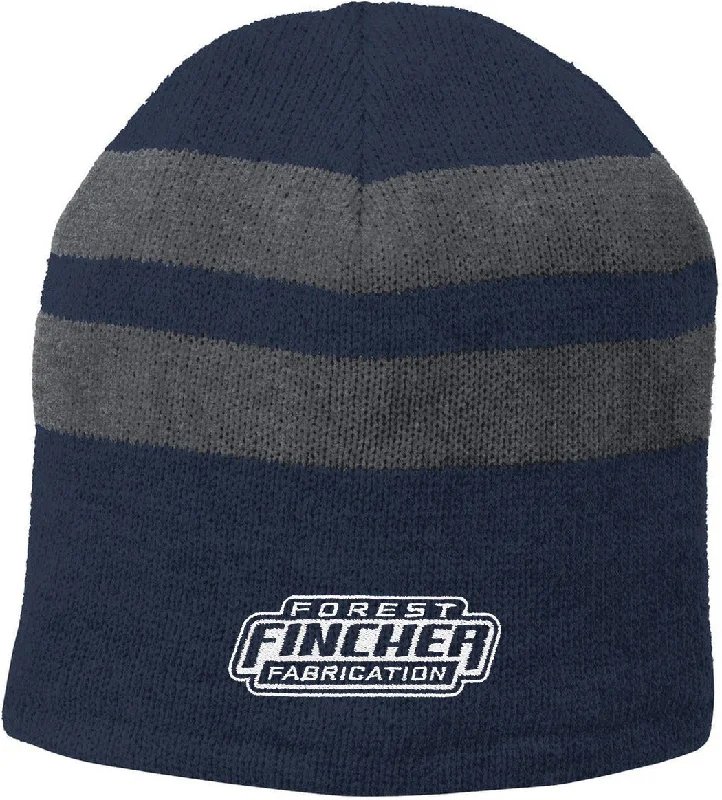 Warm Fleece-lined Hat-Port & Company Fleece-Lined Striped Beanie Cap