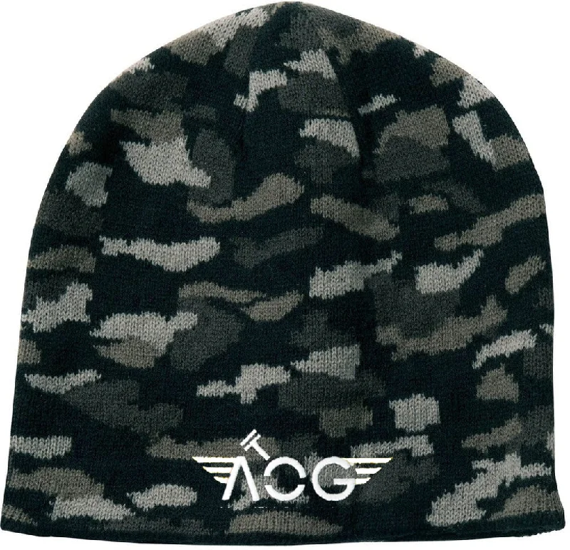 Soft Cotton Sun Hat-Port & Company Camo Beanie Cap