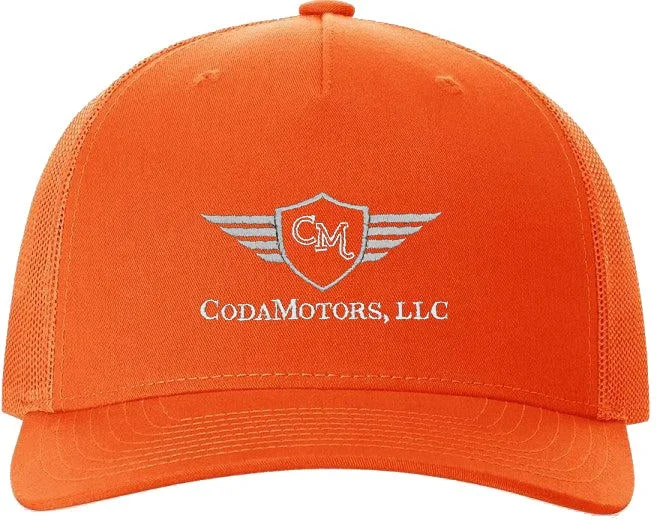 Trendy Mesh-back Hat-Richardson Blaze Orange Five Panel Trucker