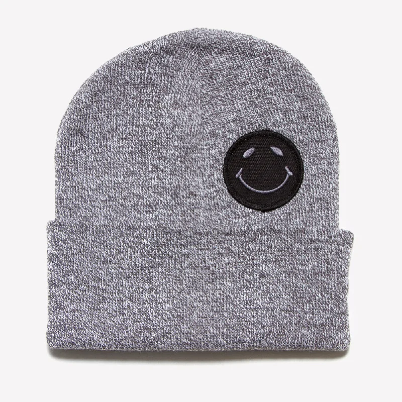 Custom Design Hat-Smiley - Beanie - Grey