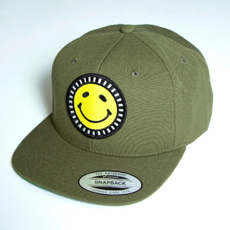 Custom Printed Hat-Smiley - Snapback - Khaki