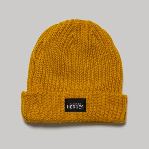 Custom Name Embroidered Hat-Wasted Heroes - Trawler Beanie - Mustard