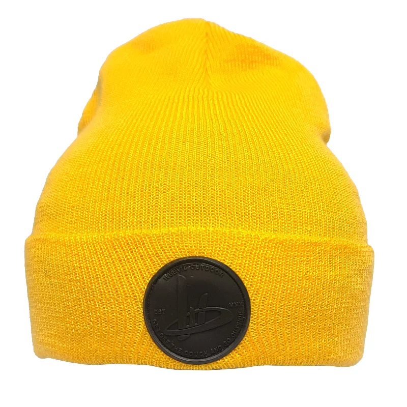 Hip Hop Snapback Hat-WO Logo // Logger Cuff Beanie // Yellow