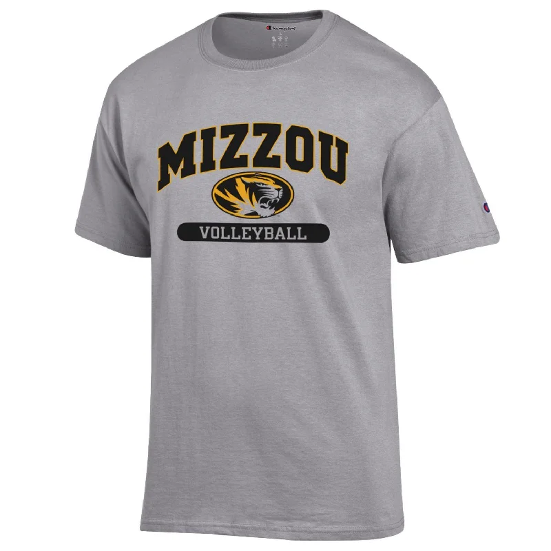 Summer Vacation T-shirt For Kids-Mizzou Volleyball Grey Short Sleeve Crew Neck T-Shirt